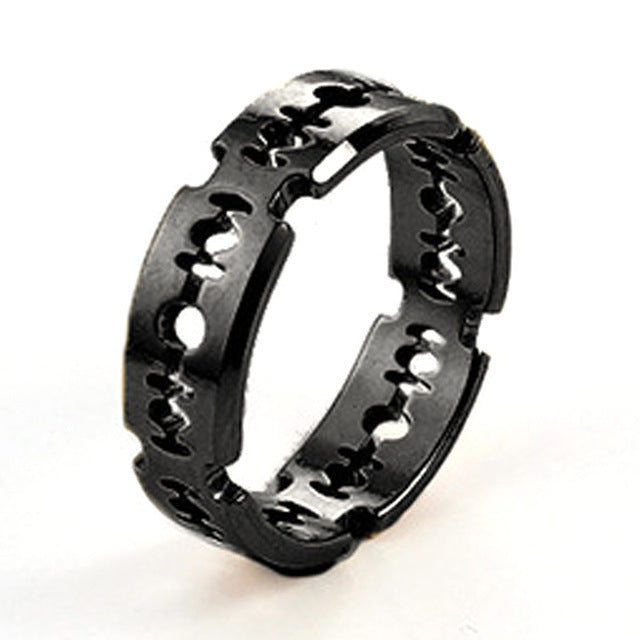 Stainless Steel Titanium Steel Cutting Blade Ring Ring Men's Hip Hop Jewelry