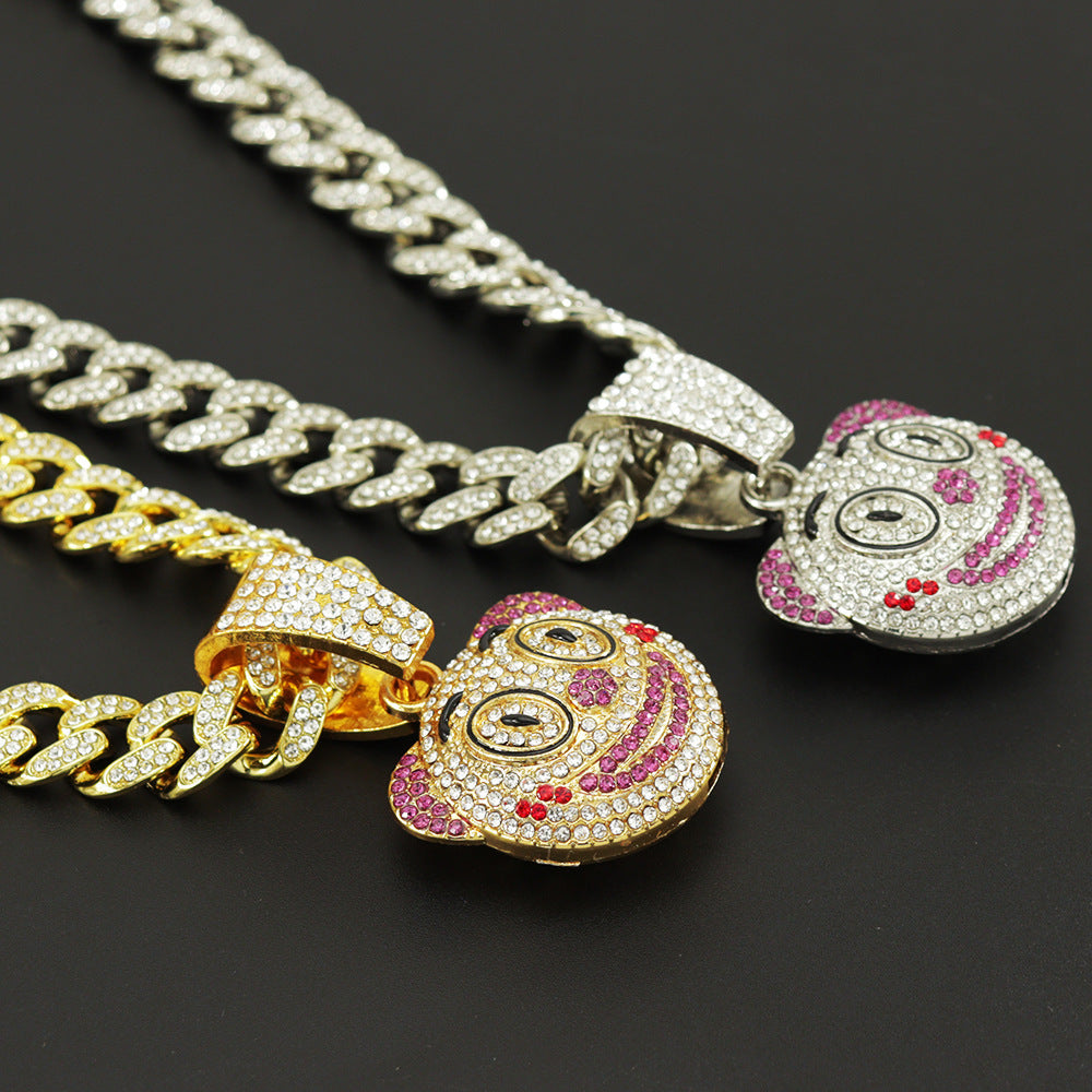 Hip Hop Round Face Pendant Necklace