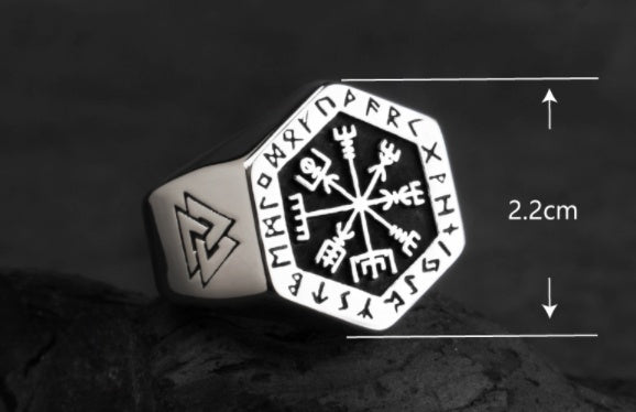 Nordic Viking Totem Compass Ring