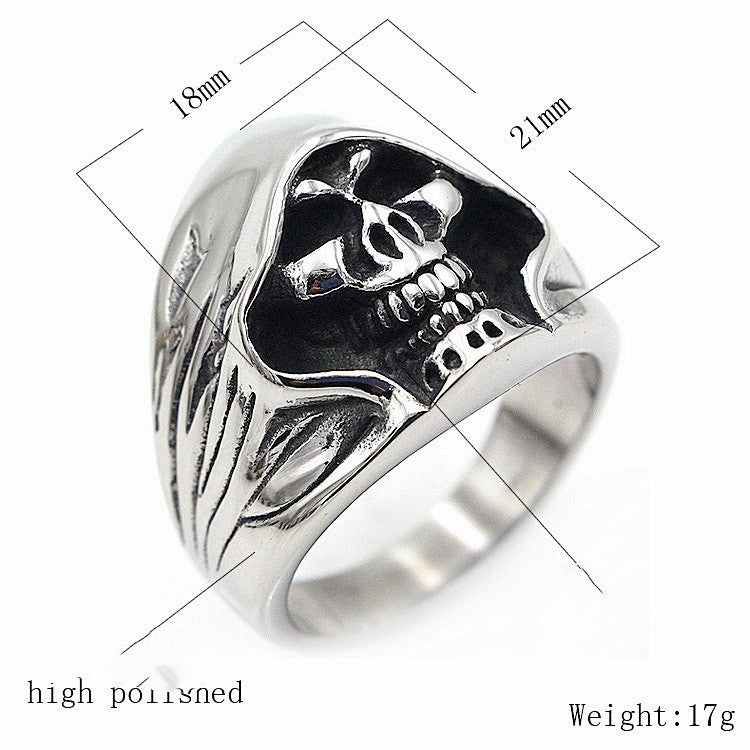 Zinc Alloy Luminous Ring Vintage Skull Ghost Head