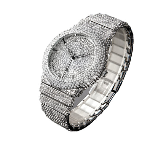 Affordable Luxury Style Diamond-embedded Watch Men's Color Calendar Quartz Watch