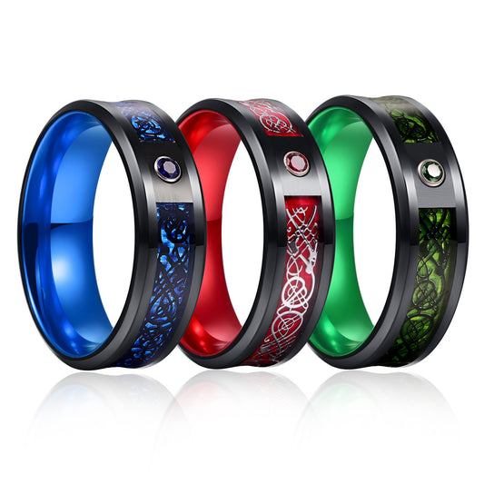 Tungsten Steel Stainless Steel Luminous Red Purple Green Ring