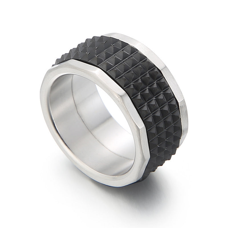 Personality Hip Hop Pyramid Men's Titanium Steel Ring