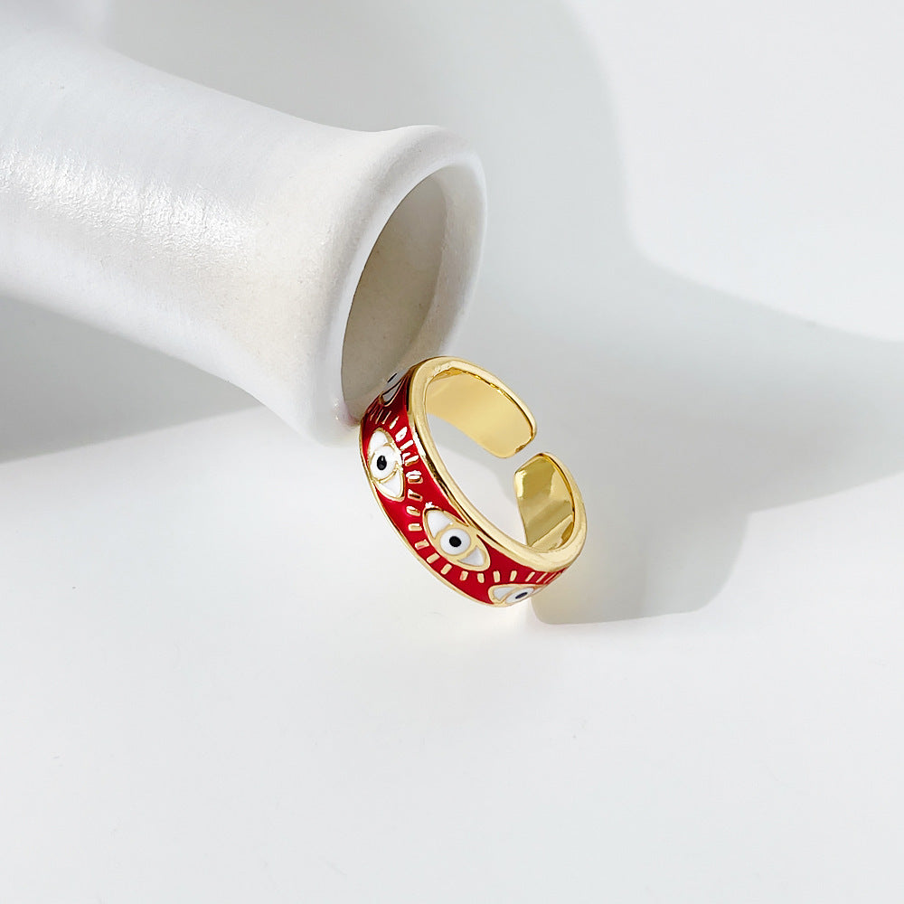 Hip Hop Fashion Gold Plated Oil Eye Ring