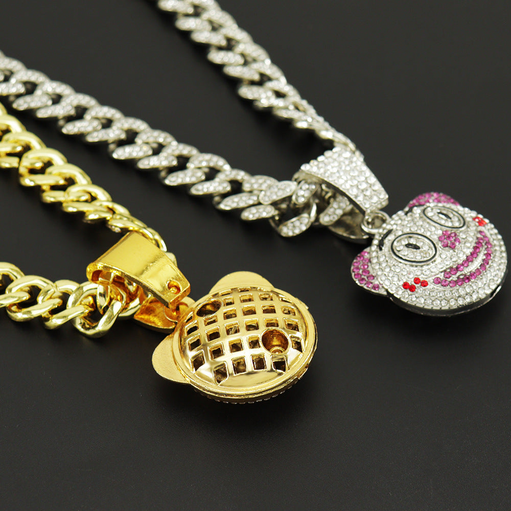 Hip Hop Round Face Pendant Necklace