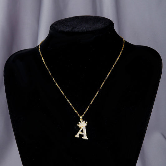 Iced Out Uppercase Letter Crown Pendant