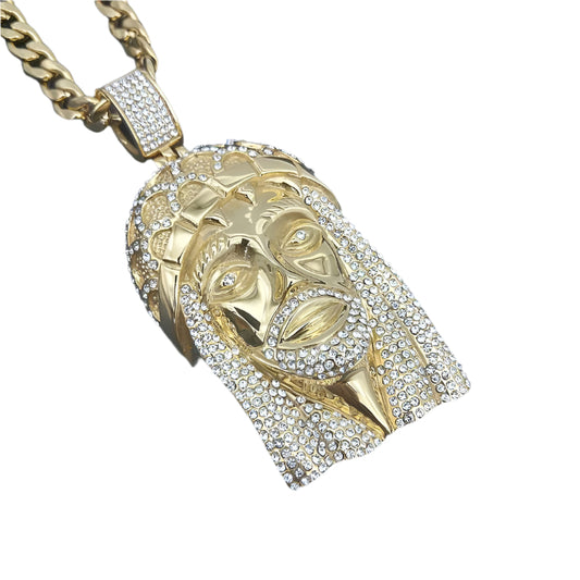 Hip Hop Ear Accessories Titanium Steel Gold Plated Diamond Pendant Necklace