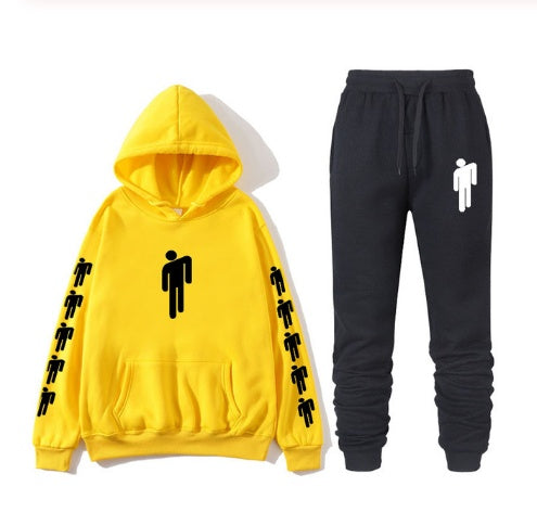 Hoodie print American singer Billie Eilish Hoodie men and women Harajuku hip hop Brilie Eilish sweatshirt set pants