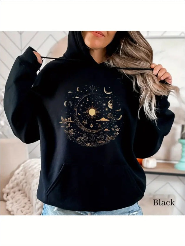 Gift For Moon Lover, Celestial Moon Sweatshirt, Witchcore Hoodie, Mystic Moon Sweater, Witchy Aesthetic Halloween Hoodie