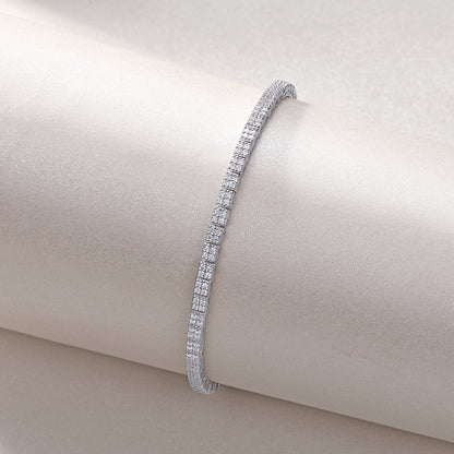 Moissanite Diamond S925 Silver Tennis Chain Bracelet Four Square