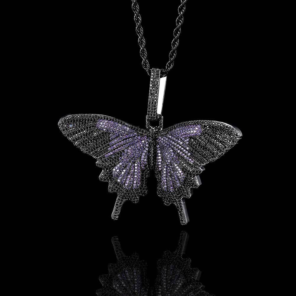 Hip Hop Large Butterfly Pendant Real Gold Electroplating Trendy Necklace