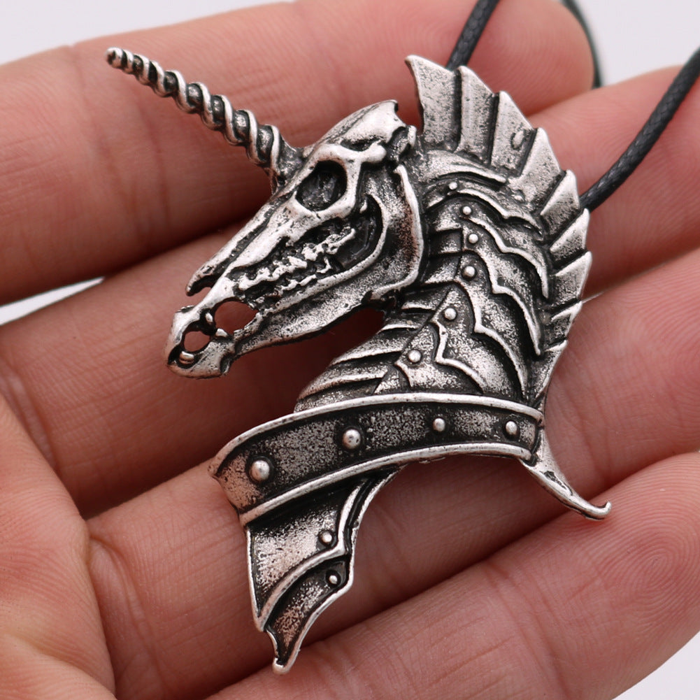 Viking Men's Punk Horse Head Pendant Necklace