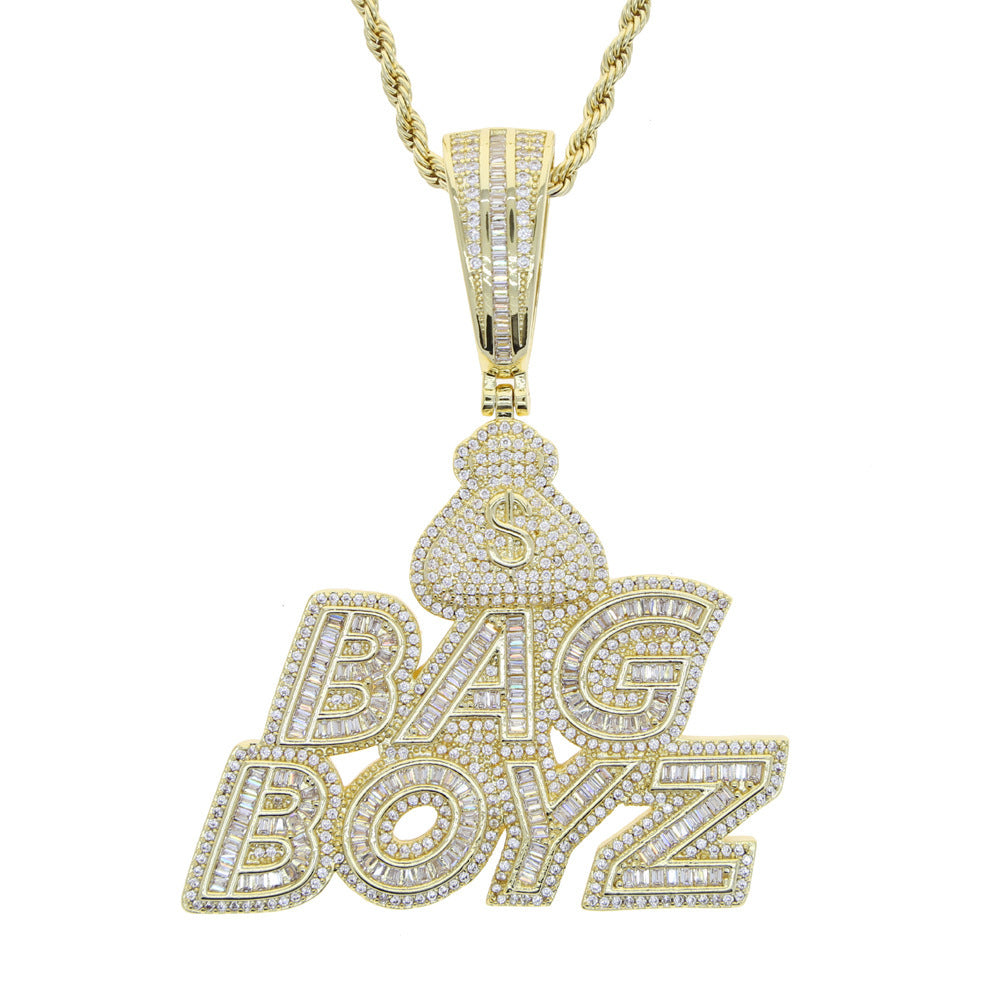 Hip Hop Full Diamond Letter Pendant