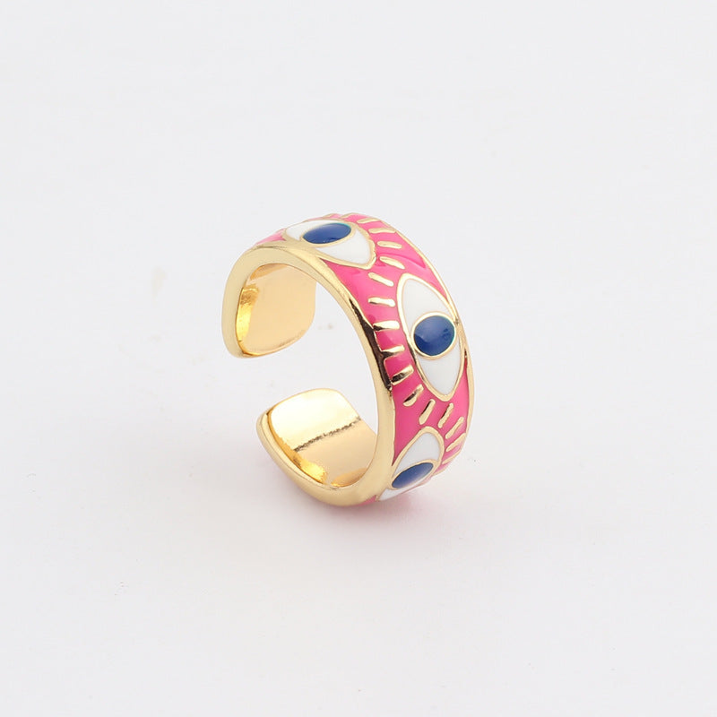 Trendy Hip Hop  Women's Gold Plated Drip Oil Eye Ring