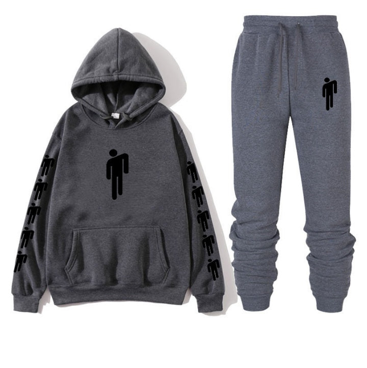 Hoodie print American singer Billie Eilish Hoodie men and women Harajuku hip hop Brilie Eilish sweatshirt set pants