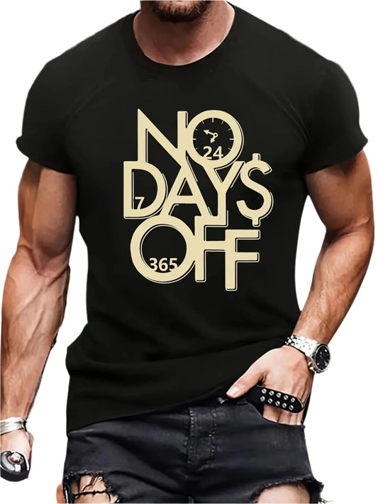 NO DAYS OFF Men's 3D Digital Printed Round Neck T-shirt, Casual Short Sleeve Top, Summer Outing Men's Novelty T-shirt