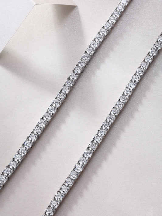 Mossanite Diamond Inlaid Tennis Chain Certified S925 Silver Luxury Fashion Necklace