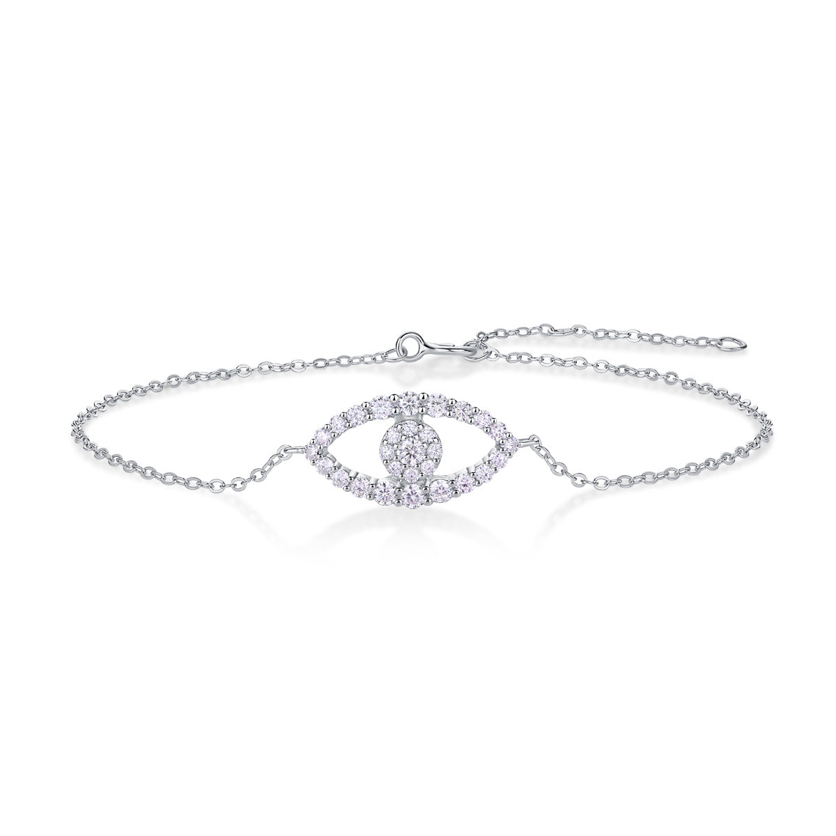 Moissanite Diamond Eye Shape Charm S925 Silver Bracelet