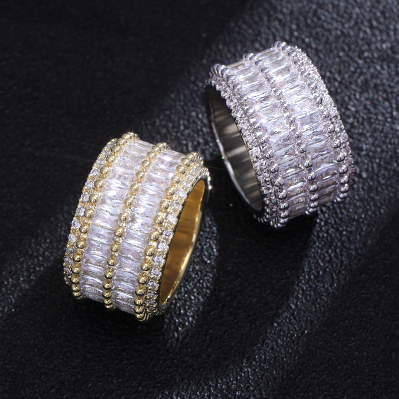 Double Row Strip Zircon Ring Hip-hop Hipster Men And Women Diamond Ring