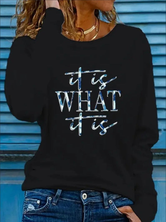 Women's Printed Hoodless Long Sleeve Sweatshirt