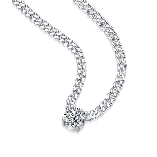 Cuban Necklace Luxury Fashion Diamond Pendant Necklace Set With Mosan Diamond Silver Ornaments
