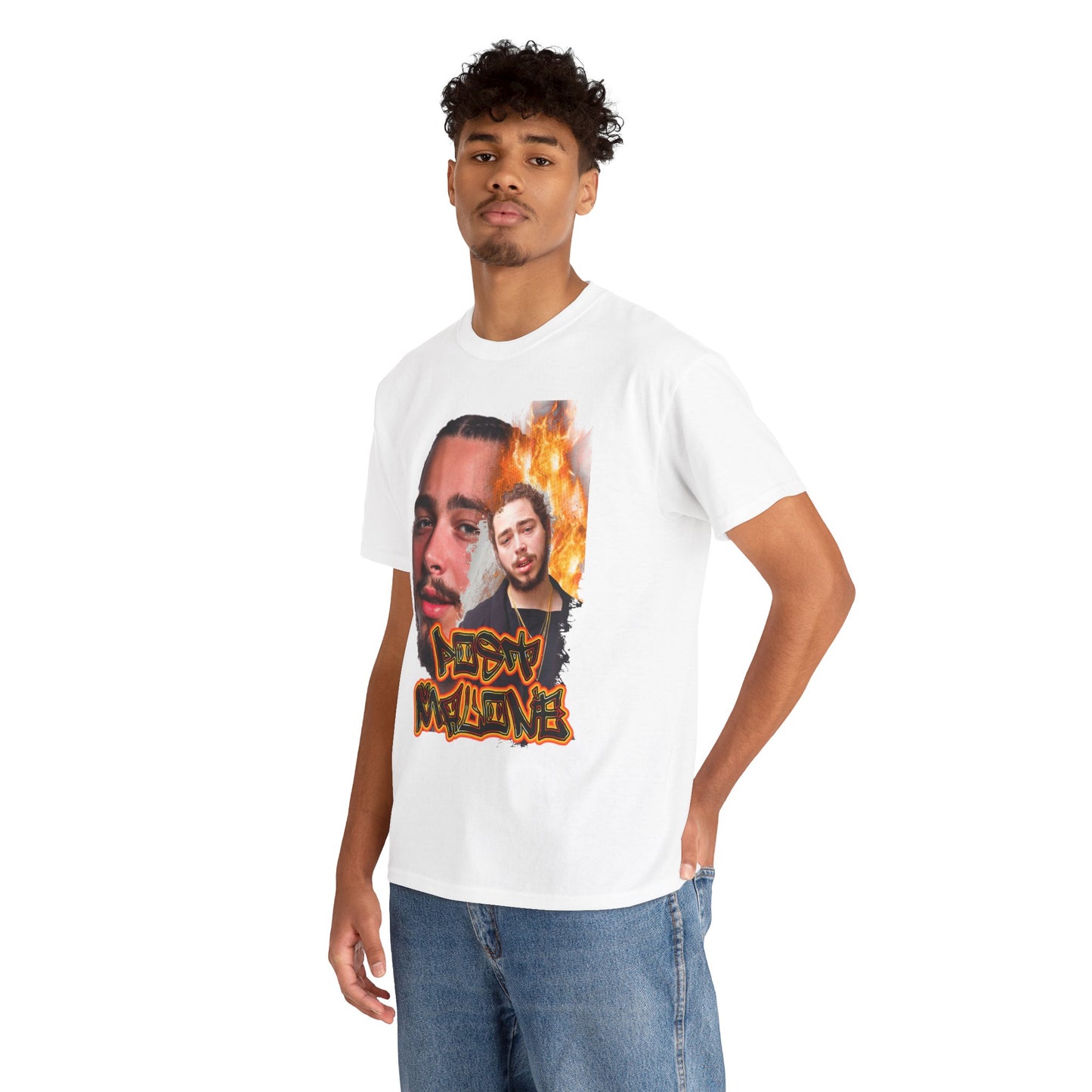 Post Malone Fire Man Graphic Hip Hop T-Shirt