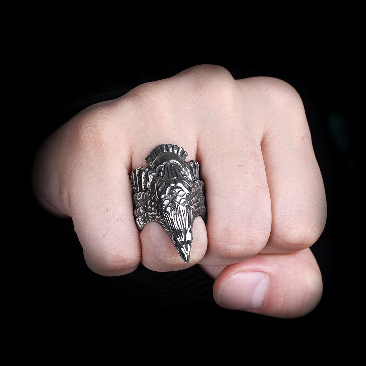 Viking Crow Stainless Steel Titanium Steel Men's Ring