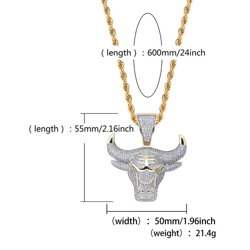 Hip hop Pendant with zircon head Necklace