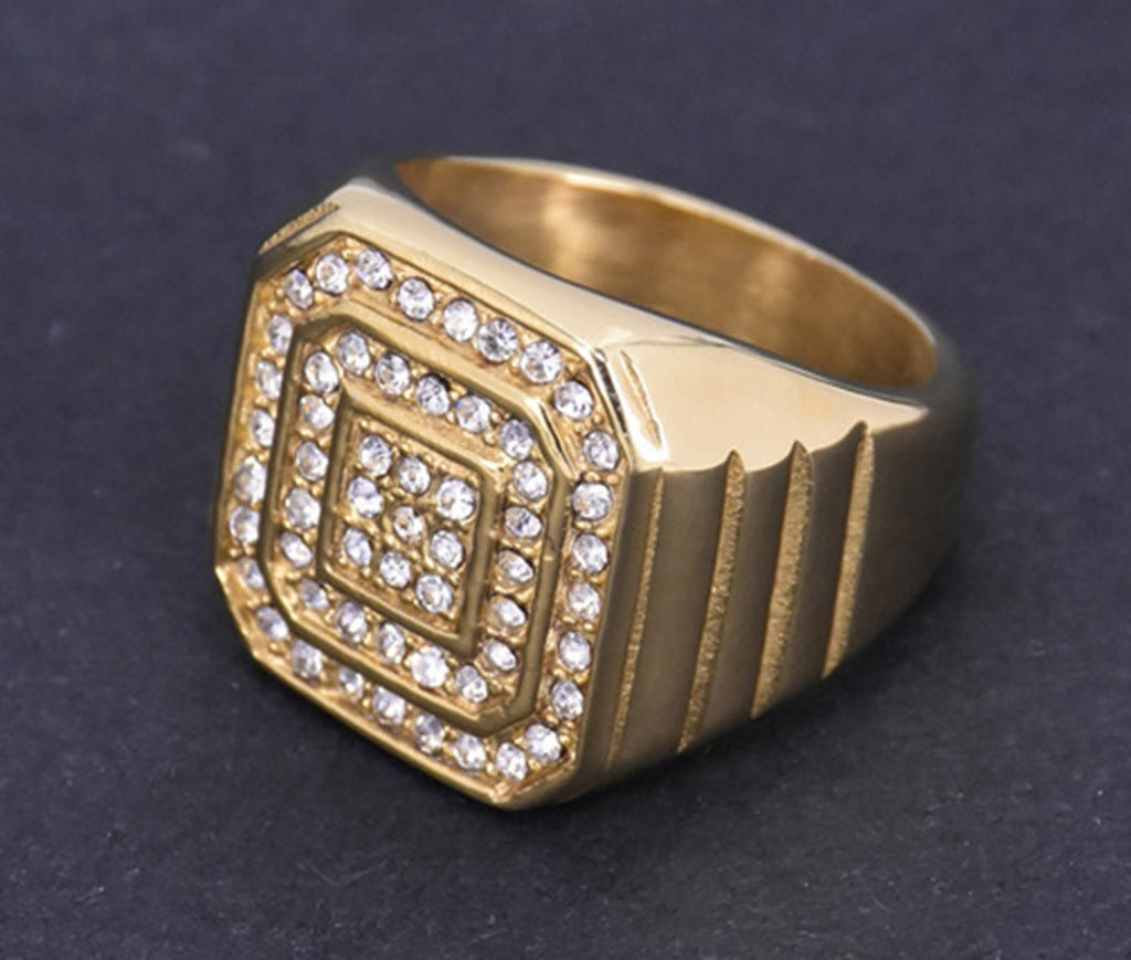 Hip-hop Punk INS Style Titanium Steel Gold-plated Ring Trendy Men