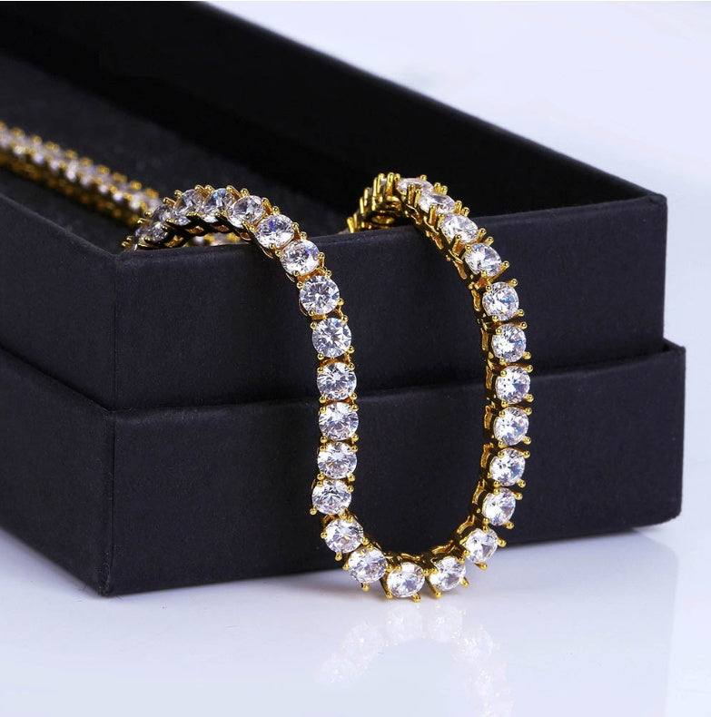 Zircon single row 4mm necklace Hip hop jewelry necklace Iinches