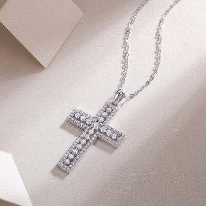 Shelter Luxury Fashion Diamond Pendant Necklace Set With Mosan Diamond Silver Ornaments
