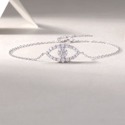 Moissanite Diamond Eye Shape Charm S925 Silver Bracelet
