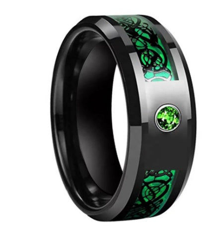 Tungsten Steel Stainless Steel Luminous Red Purple Green Ring