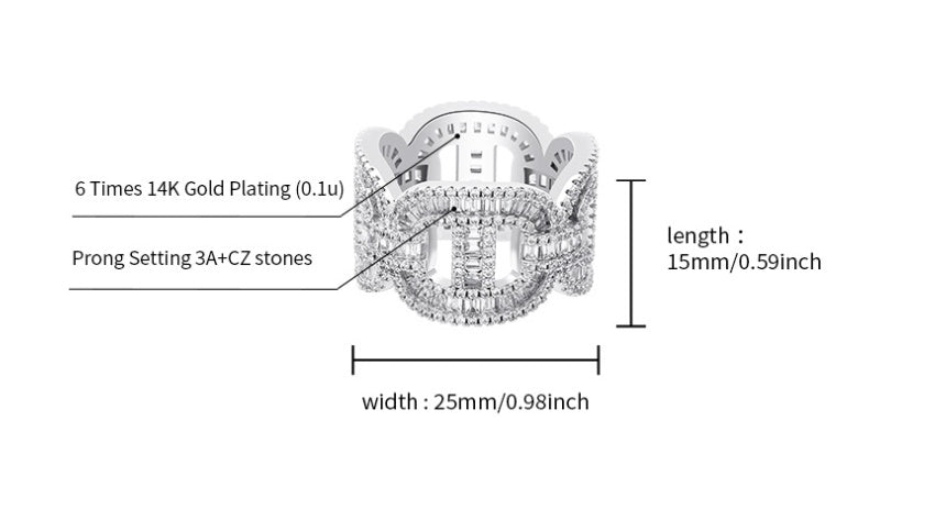 Electroplated Zircon Hip-hop Men's Ring