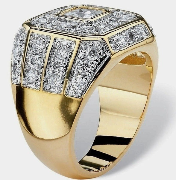 Men's Gold-plated Zircon Ring Hip Hop Ring