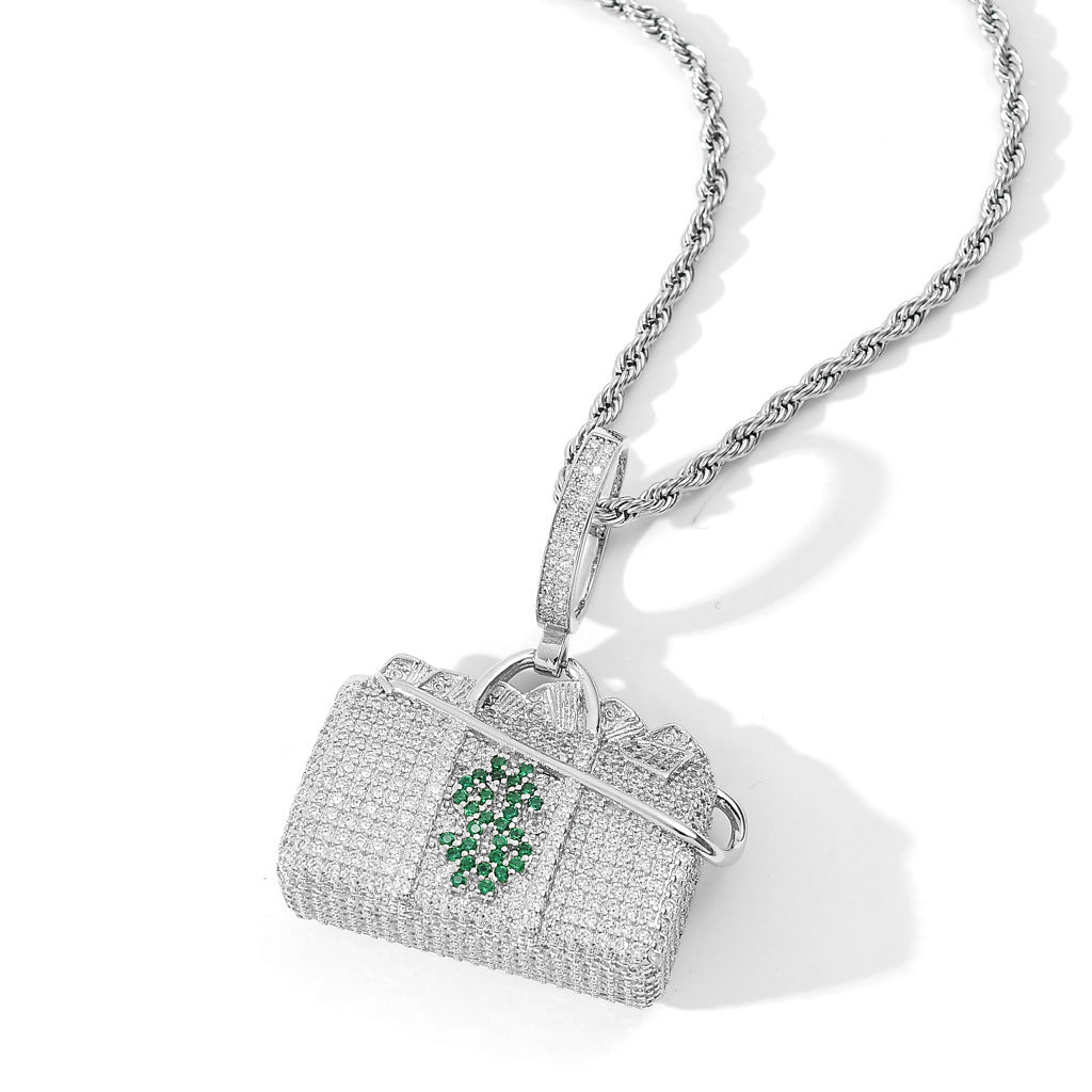 Hip-hop Pendant With Micro-inlaid Zircon On The Dollar Packet