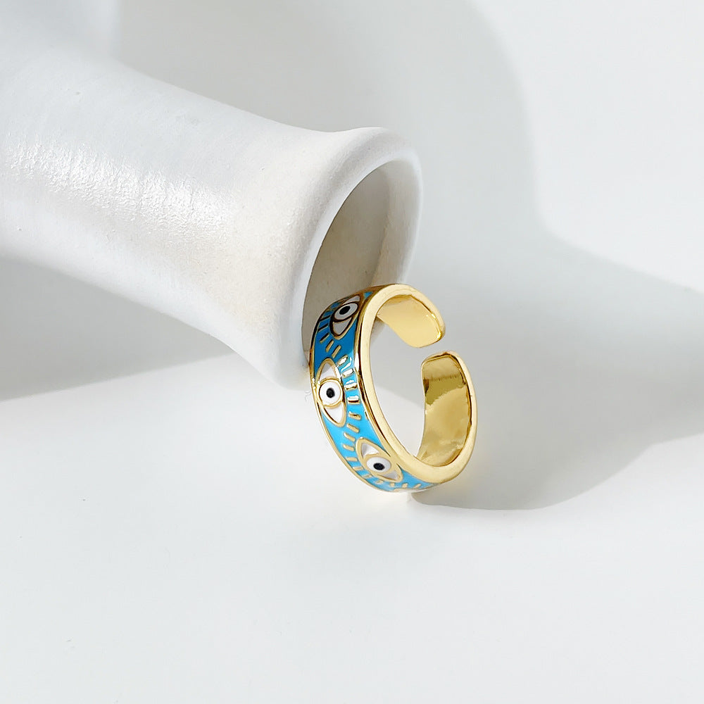 Hip Hop Fashion Gold Plated Oil Eye Ring