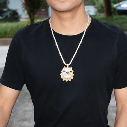DATNEWDRIP Animal Dog Head Necklace & Pendant Gold Color Bling Cubic Zircon Men's Hip Hop Rock Street Jewelry