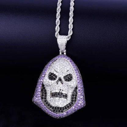 DATNEWDRIP Skull Pendant Necklace Gold Color AAA Cubic Zircon Hip Hop Rock Jewelry