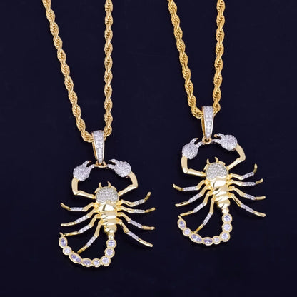 DATNEWDRIP Animal Scorpion Hip Hop Pendant Necklace  Gold Color Bling Cubic Zircon Men's  Women Jewelry