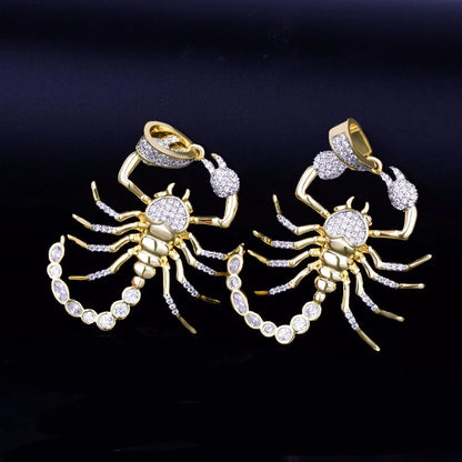 DATNEWDRIP Animal Scorpion Hip Hop Pendant Necklace  Gold Color Bling Cubic Zircon Men's  Women Jewelry