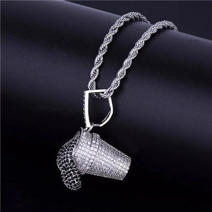 DATNEWDRIP Sizzurp Cup Pendant Necklace Gold Color Cubic Zircon Hip Hop Jewelry for Men