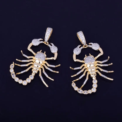 DATNEWDRIP Animal Scorpion Hip Hop Pendant Necklace  Gold Color Bling Cubic Zircon Men's  Women Jewelry