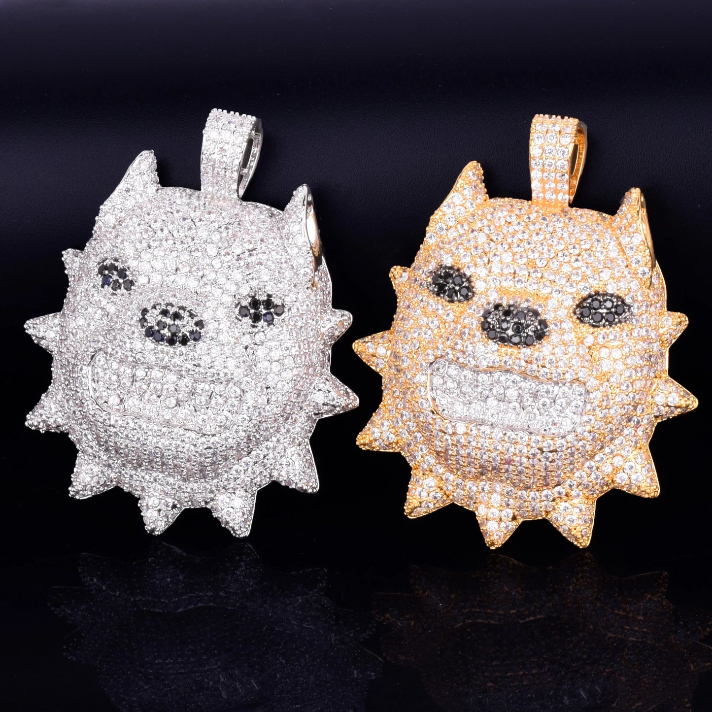 DATNEWDRIP Animal Dog Head Necklace & Pendant Gold Color Bling Cubic Zircon Men's Hip Hop Rock Street Jewelry