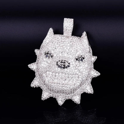 DATNEWDRIP Animal Dog Head Necklace & Pendant Gold Color Bling Cubic Zircon Men's Hip Hop Rock Street Jewelry