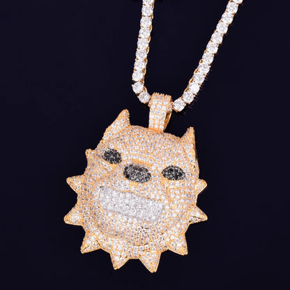 DATNEWDRIP Animal Dog Head Necklace & Pendant Gold Color Bling Cubic Zircon Men's Hip Hop Rock Street Jewelry