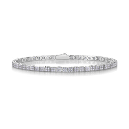 Moissanite Diamond S925 Silver Tennis Chain Bracelet Four Square