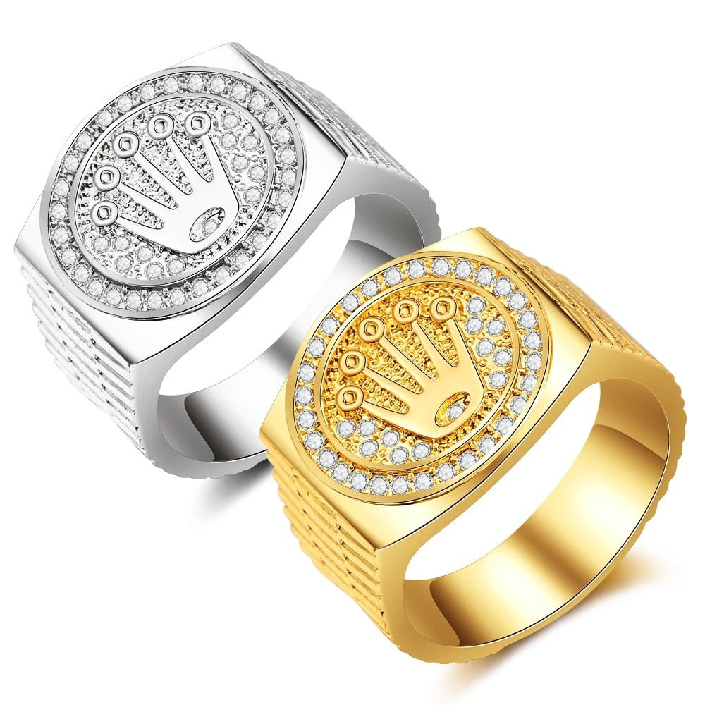 European And American Personalized Hip Hop Palm Crown Ring