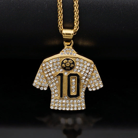 Men's Gold-plated Pendant Ornaments Hip Hop Football Necklace