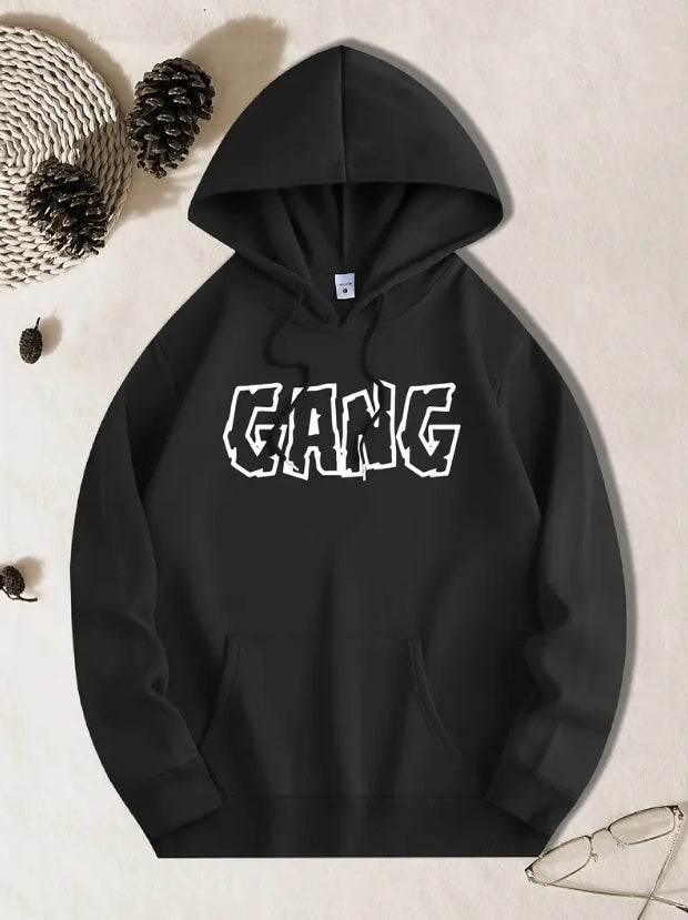 Retro Letter Printed Casual Versatile Hooded Sweatshirt